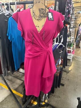 DKNY Fuchsia Mini Wrap Dress